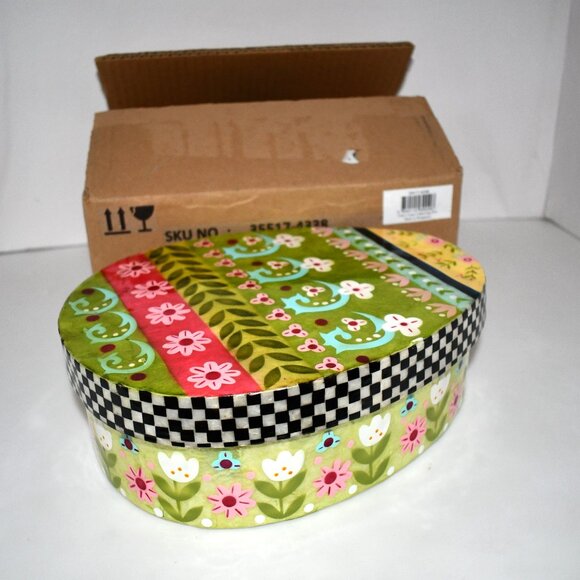 Mackenzie-Child Calico LARGE Lidded Egg Box #35517-4338 NIB